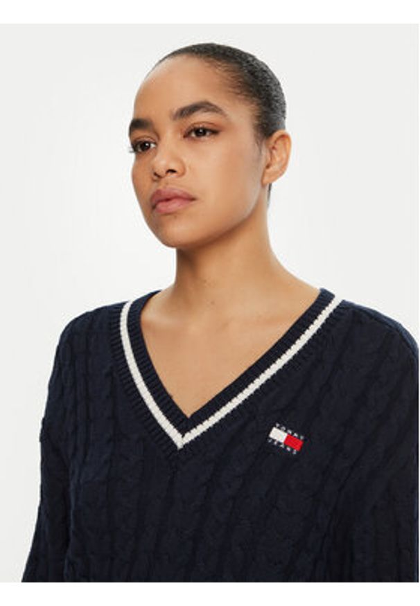 Tommy Jeans Sweter DW0DW19885 Granatowy Regular Fit. Kolor: niebieski. Materiał: bawełna