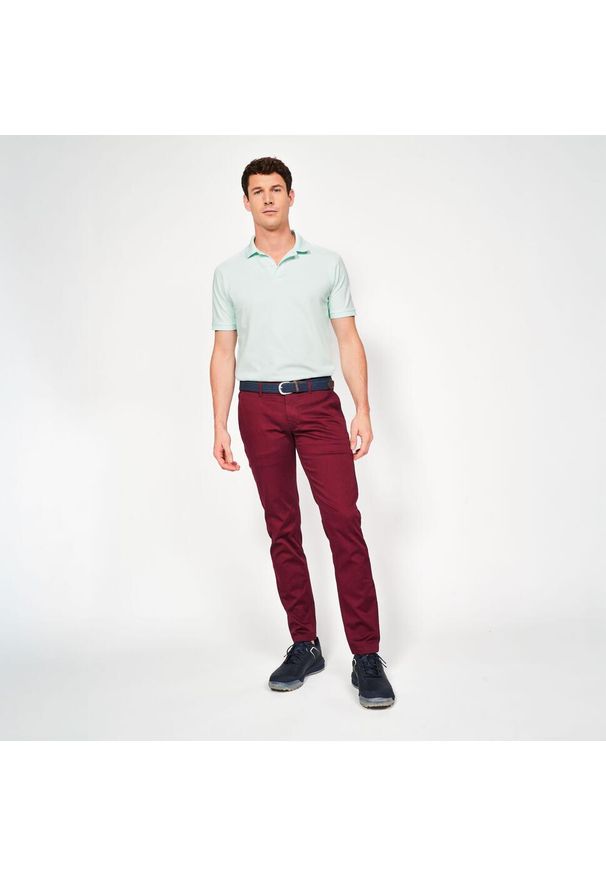INESIS - Spodnie do golfa chino męskie Inesis MW500 bawełniane. Kolor: fioletowy. Materiał: materiał, elastan, poliester, bawełna. Sport: golf