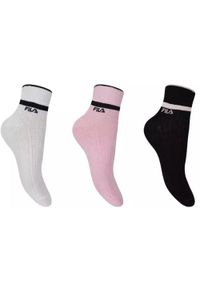 Fila skarpetki damskie 3-pack quarter biały/czarny/różowy 35-38. Kolor: wielokolorowy, czarny, różowy. Sport: kolarstwo #1