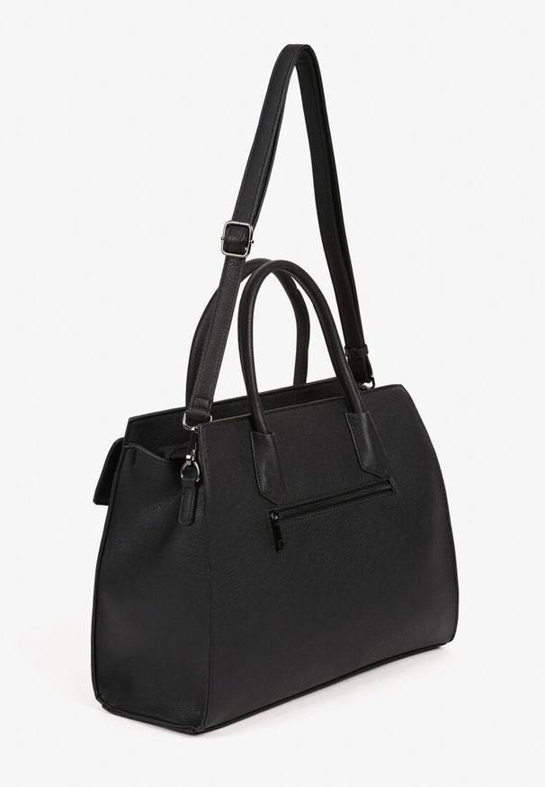 Born2be - Czarna Torebka Kuferek z Rączką i Klapką Galpio. Kolor: czarny. Styl: klasyczny, elegancki, casual