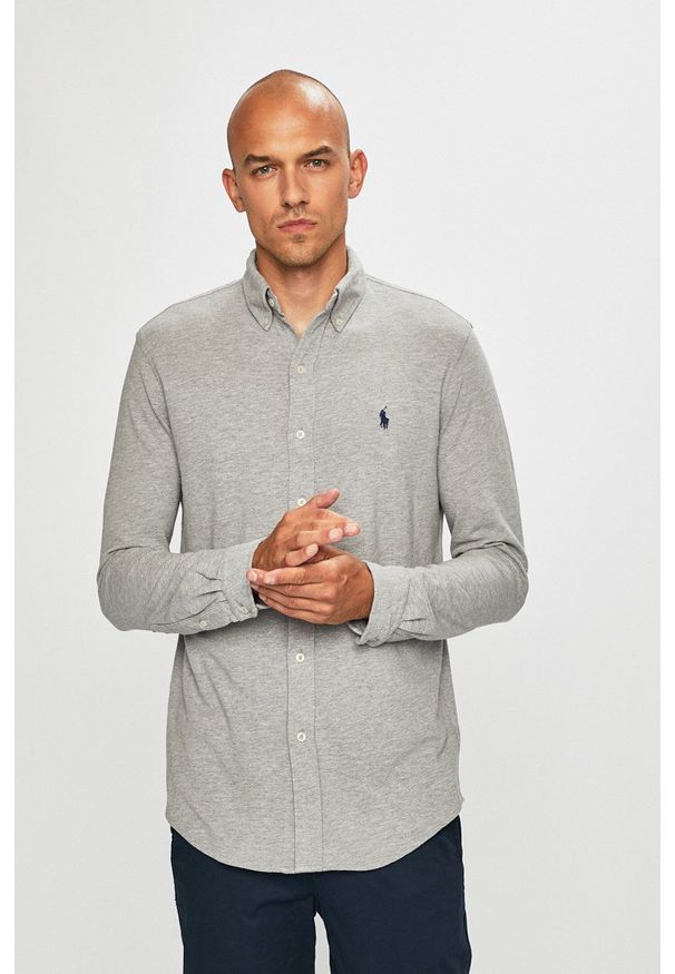 Polo Ralph Lauren - Koszula. Okazja: na co dzień. Typ kołnierza: polo. Kolor: szary. Materiał: dzianina. Styl: casual