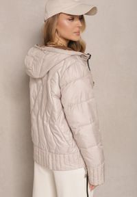 Renee - Beżowa Pikowana Kurtka Dwustronna z Kapturem Eravinea. Okazja: na co dzień. Typ kołnierza: kaptur. Kolor: beżowy. Materiał: jeans. Styl: elegancki, casual #5