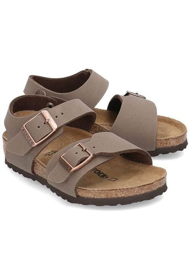 Buty do chodzenia dla dzieci Birkenstock New York. Zapięcie: klamry. Kolor: brązowy. Materiał: tkanina. Sezon: lato