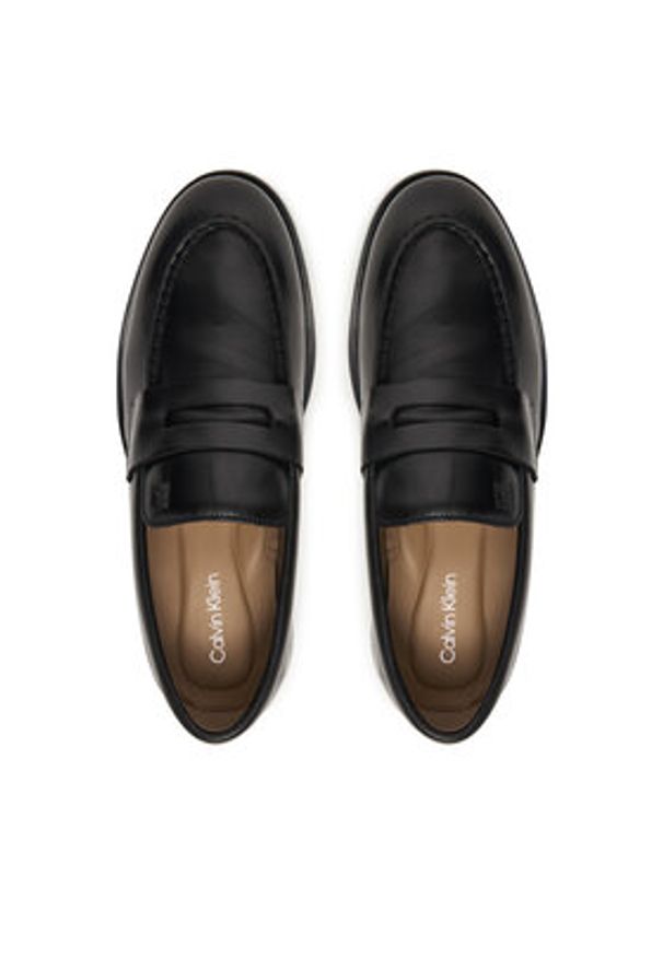 Calvin Klein Półbuty Ess Rubber Penny Loafer Pol Lth HM0HM02025 Czarny. Kolor: czarny. Materiał: skóra