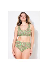 ULLA POPKEN - Damskie Figi od bikini figi wysoki stan panterka. Stan: podwyższony. Kolekcja: plus size. Kolor: zielony. Materiał: elastan, poliamid, materiał. Wzór: motyw zwierzęcy
