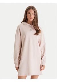 Calvin Klein Jeans Sukienka dzianinowa Monologo LV047D229G Beżowy Regular Fit. Kolor: beżowy. Materiał: bawełna #1