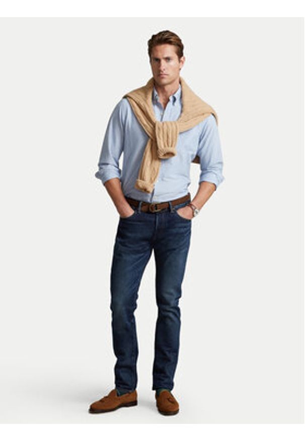 Polo Ralph Lauren Koszula Core Replen 710549084 Błękitny Slim Fit. Typ kołnierza: polo. Kolor: niebieski. Materiał: bawełna