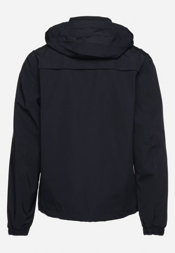 Born2be - Granatowa Kurtka Wiatrówka z Kapturem Schowanym w Kołnierzu Fioratte. Okazja: na co dzień. Typ kołnierza: kaptur. Kolor: niebieski. Styl: casual