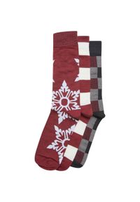 Urban Classics - Skarpety Świąteczne Unisex Dla Dorosłych Z Płatkiem Śniegu (zestaw 3 Sztuk). Kolor: czerwony, wielokolorowy, brązowy