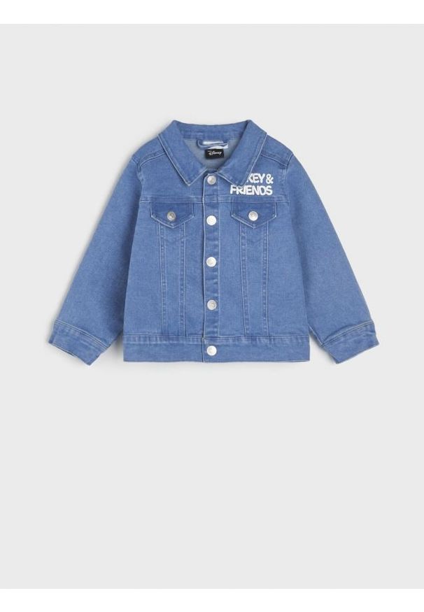Sinsay - Kurtka jeansowa Myszka Miki - niebieski. Kolor: niebieski. Materiał: jeans