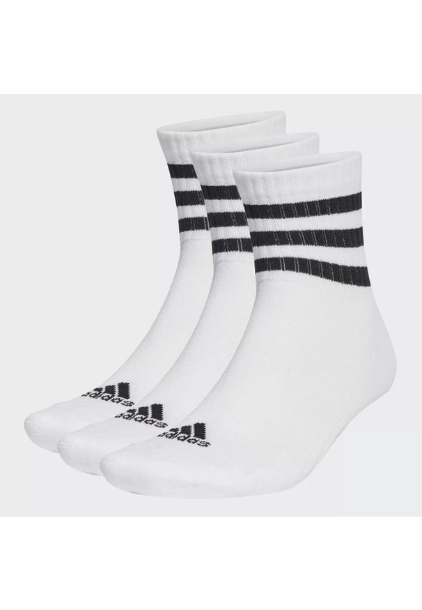 Adidas - Skarpety adidas 3-Stripes Cushioned Sportswear Mid-Cut Socks 3P. Kolor: biały