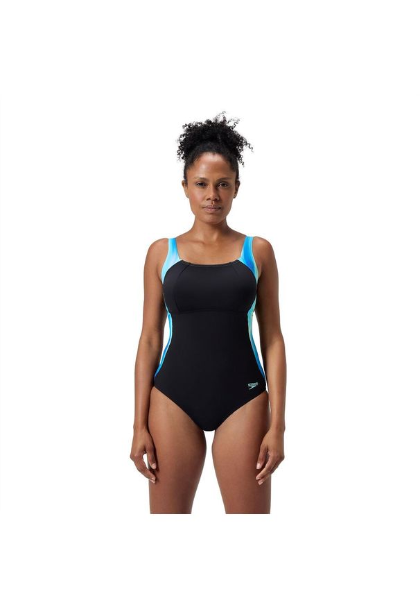 Strój kąpielowy jednoczęściowy damski na basen Speedo Square LunaLustre. Kolor: niebieski, wielokolorowy, czarny