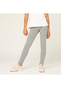 Decathlon - Legginsy dziecięce Domyos 500. Kolor: szary. Materiał: elastan, materiał, bawełna. Styl: sportowy