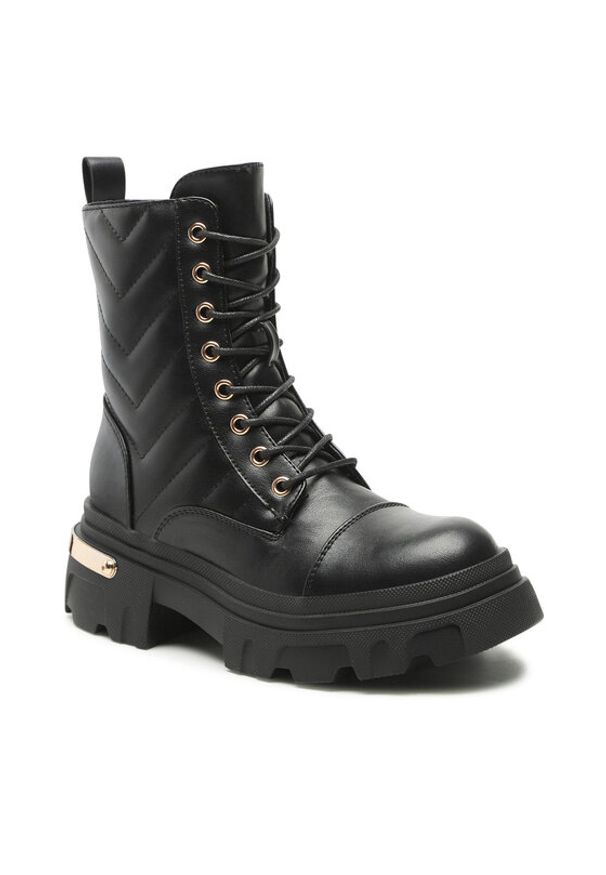 DeeZee Trzewiki WS9186-02 Czarny. Kolor: czarny. Materiał: skóra