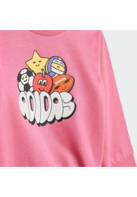 Adidas - Dres Seasonal Essentials Fun Kids. Okazja: na uczelnię. Kolor: różowy, biały, wielokolorowy. Materiał: dresówka. Styl: młodzieżowy