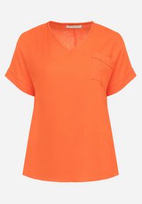 Born2be - Pomarańczowa Bawełniana Bluzka z Kieszonką na Boku Quilea. Kolor: pomarańczowy. Materiał: bawełna. Styl: elegancki #3