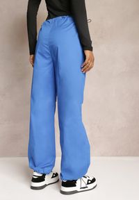Renee - Niebieskie Szerokie Spodnie ze Stoperami i Marszczoną Talią Nirli. Stan: podwyższony. Kolor: niebieski #2