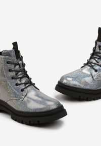 Born2be - Srebrne Metaliczne Botki Workery Silvarion. Kolor: srebrny
