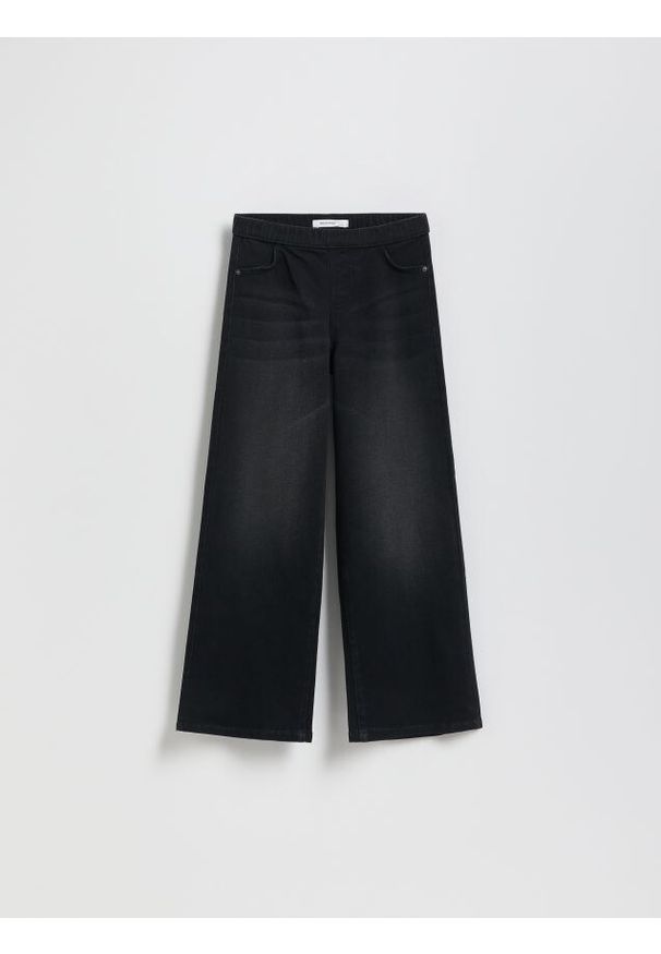 Reserved - Elastyczne jeansy wide leg - czarny. Kolor: czarny