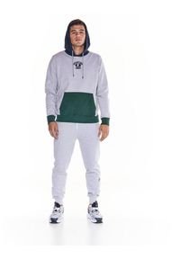 LEONE 1947 APPAREL - Trójkolorowa bluza z kapturem College dla mężczyzn. Typ kołnierza: kaptur. Kolor: szary. Materiał: tkanina. Sport: fitness