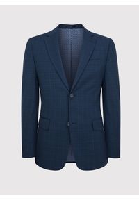 Pako Lorente - PAKO LORENTE – Granatowa marynarka garniturowa w delikatną niebieską kratkę. Okazja: na wesele, na ślub cywilny. Kolor: niebieski. Materiał: wełna. Wzór: kratka. Styl: elegancki #9