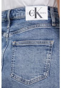 Calvin Klein Jeans spódnica jeansowa mini prosta. Okazja: na co dzień. Stan: podwyższony. Kolor: niebieski. Materiał: materiał, włókno, denim. Styl: casual