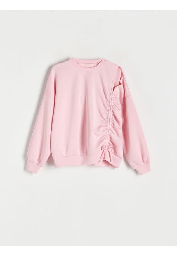 Reserved - Bluza ze ściągaczem - różowy. Kolor: różowy. Materiał: dzianina, wiskoza