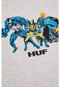 HUF bluza x Marvel męska kolor szary z aplikacją. Kolor: szary. Materiał: dzianina. Wzór: aplikacja, motyw z bajki #3