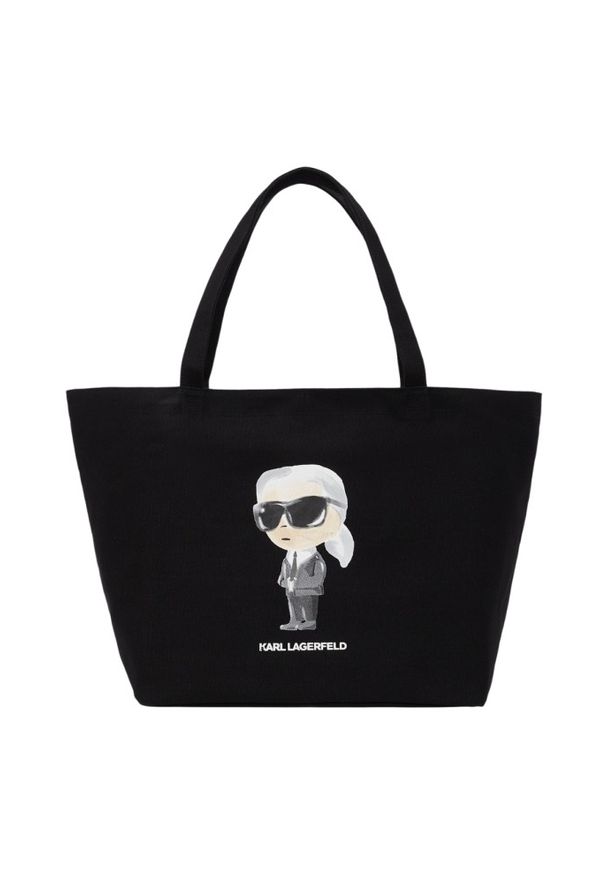 Karl Lagerfeld - KARL LAGERFELD Czarna shopperka damska Ikon Aquarelle. Kolor: czarny. Styl: elegancki, casual