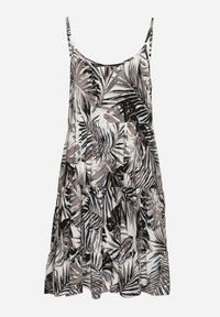 Born2be - Czarna Sukienka Bawełniana Rozkloszowana na Ramiączkach w Liście Natilsa. Okazja: na imprezę. Kolor: czarny. Materiał: bawełna. Długość rękawa: na ramiączkach. Sezon: lato. Typ sukienki: rozkloszowane #6