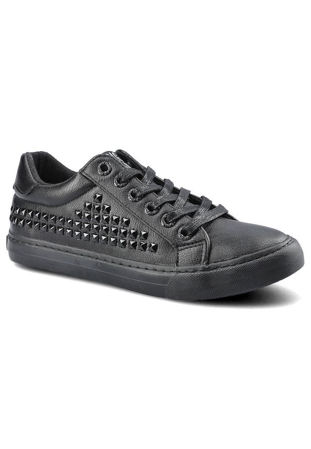 Big-Star - Czarne Trampki Big Star Buty Damskie Ze Skóry. Okazja: na co dzień. Zapięcie: sznurówki. Kolor: czarny. Materiał: skóra. Szerokość cholewki: normalna. Wzór: aplikacja. Styl: casual, klasyczny, elegancki