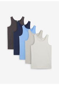 bonprix - Podkoszulek z miękką bawełną (5 szt.). Kolor: niebieski. Materiał: bawełna
