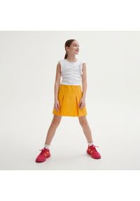 Reserved - Plisowana spódnica mini - Pomarańczowy. Kolor: pomarańczowy. Materiał: wiskoza, tkanina #1