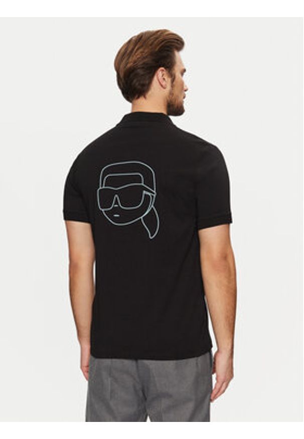 Karl Lagerfeld - KARL LAGERFELD Polo 745094 551225 Czarny Regular Fit. Typ kołnierza: polo. Kolor: czarny. Materiał: bawełna