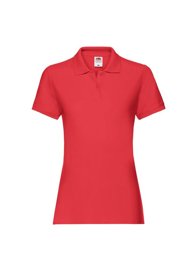FRUIT OF THE LOOM - Damska Koszulka Polo Premium. Typ kołnierza: polo. Kolor: czerwony