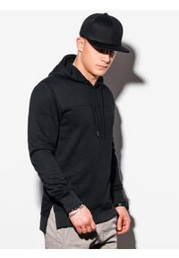 Ombre Clothing - Bluza męska z kapturem B1084 - czarna - XL. Typ kołnierza: kaptur. Kolor: czarny. Materiał: bawełna, poliester #5