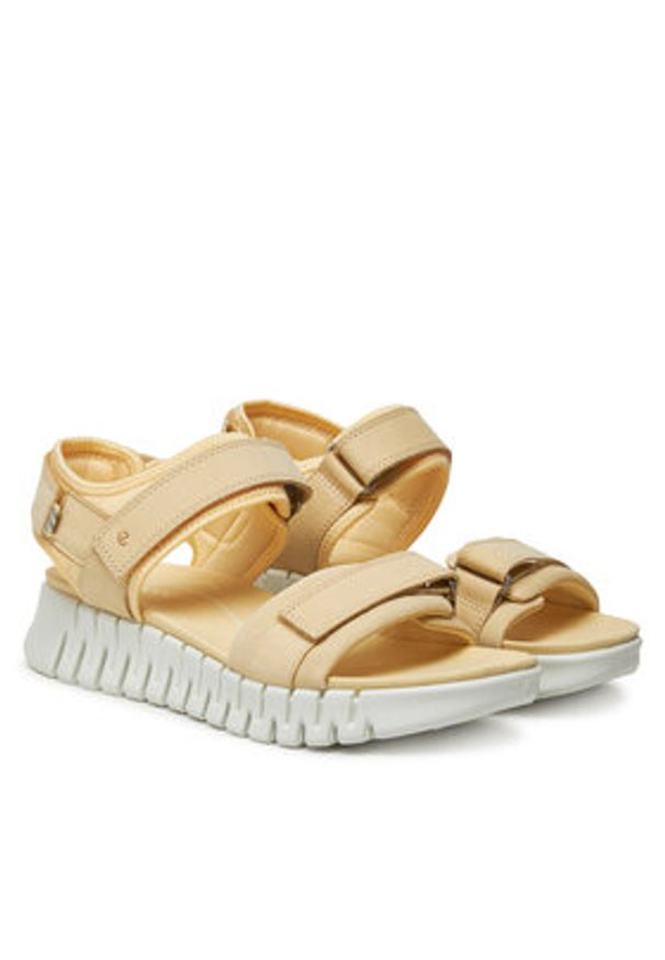 ecco - ECCO Sandały Gruuv Sol W 21310302710 Żółty. Kolor: żółty. Materiał: nubuk, skóra