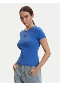 Tommy Jeans T-Shirt DW0DW17881 Niebieski Slim Fit. Kolor: niebieski. Materiał: bawełna #1