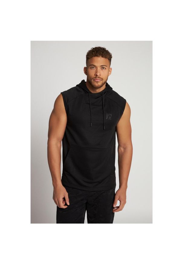 JAY-PI - Męska Koszulka z kapturem Odzież dla aktywnych QuickDry. Typ kołnierza: kaptur. Kolekcja: plus size. Kolor: czarny. Materiał: poliester, materiał