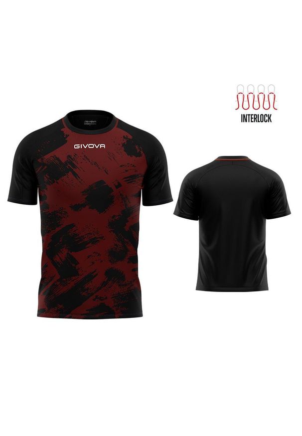 T-shirt Givova Art Sports Interlock Czarny 3XL. Kolor: czarny, brązowy, czerwony, wielokolorowy. Materiał: poliester. Wzór: nadruk, haft. Sport: fitness, piłka nożna