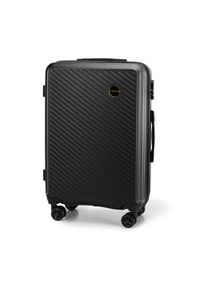 Wittchen - Średnia walizka z ABS-u w ukośne paski czarna. Kolor: czarny. Materiał: guma. Wzór: paski. Styl: elegancki