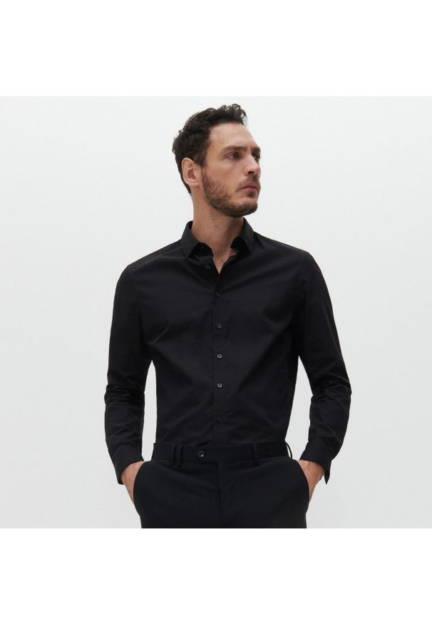 Reserved - Koszula slim fit z bawełny organicznej - Czarny. Kolor: czarny. Materiał: bawełna