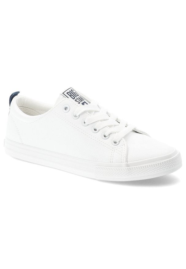 Big-Star - Białe Trampki Big Star Sportowe Obuwie Damskie. Okazja: na co dzień. Kolor: biały. Materiał: guma, syntetyk, jeans, materiał. Szerokość cholewki: normalna. Sezon: lato