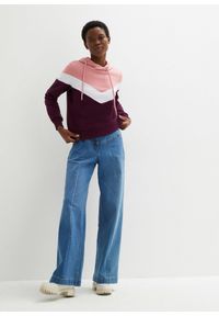 bonprix - Bluza z kapturem i dużym kołnierzem. Typ kołnierza: kaptur. Kolor: fioletowy. Styl: sportowy #3
