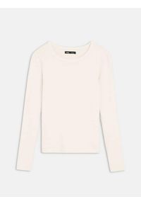 Sinsay - Koszulka z długimi rękawami - kremowy. Kolor: kremowy. Długość rękawa: długi rękaw. Długość: długie