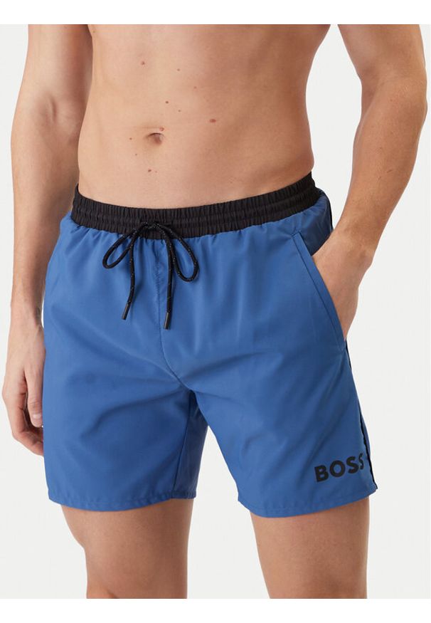 BOSS Szorty kąpielowe Starfish 50514429 Niebieski Regular Fit. Kolor: niebieski. Materiał: syntetyk