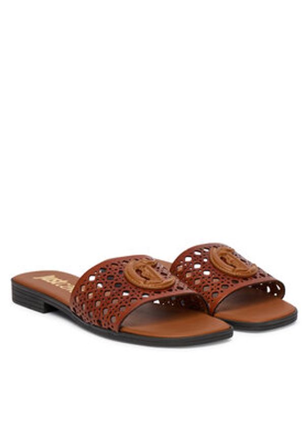 Just Cavalli Klapki 80RA3S82 ZPB95 Brązowy. Kolor: brązowy. Materiał: skóra