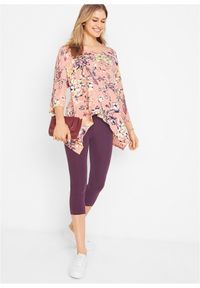 bonprix - Legginsy rybaczki z wygodną talią. Kolor: fioletowy #3