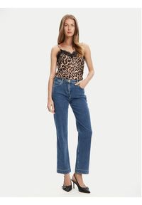 Guess Top W5YH65 WHEZ2 Beżowy Regular Fit. Kolor: beżowy. Materiał: syntetyk
