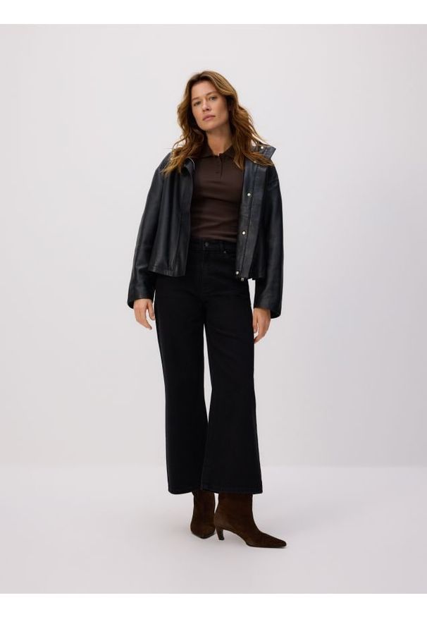 Reserved - Jeansy culotte - czarny. Kolor: czarny. Materiał: jeans